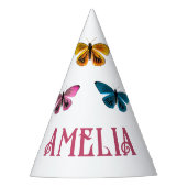 Niedlicher Butterfly-Mädchenname Geburtstag Partyhütchen (Vorderseite)