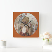 Niedlicher Button-Down-Bär Quadratische Wanduhr (Zuhause)