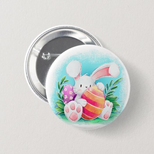Niedlicher Button-Knopf Osterhasewatercolor-| Button (Vorne & Hinten)