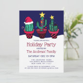 Niedlicher Cactus Christmas Tree Lights Holiday Einladung (Stehend Vorderseite)