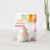 Niedlicher Cake Piece Balloons Happy Birthday Karte (Rückseite)