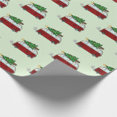 Niedlicher Camper, der einen Weihnachtsbaum Geschenkpapier (Ecke)