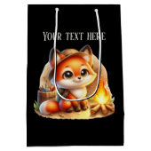 Niedlicher Camping-Fuchs Text hinzufügen Mittlere Geschenktüte (Rückseite)
