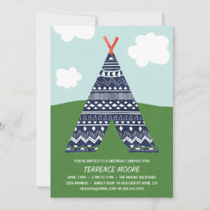 Niedlicher Campout   Boys Birthday Party Einladung