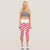 Niedlicher Candy Cane Glitzer Strickmuster Capri Leggings (Vorderseite)