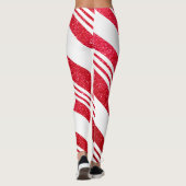Niedlicher Candy Cane Glitzer Strickmuster Leggings (Rückseite)