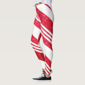 Niedlicher Candy Cane Glitzer Strickmuster Leggings (Links)