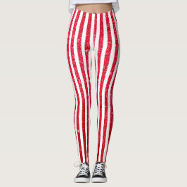 Niedlicher Candy Cane Glitzer Strickmuster Leggings