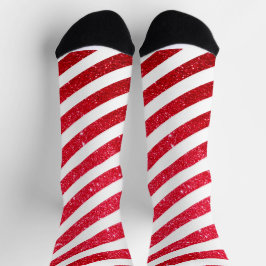 Niedlicher Candy Cane Glitzer Strickmuster Socken