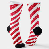 Niedlicher Candy Cane Glitzer Strickmuster Socken (Gewinkelt)