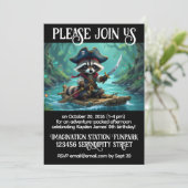 Niedlicher Captain Raccoon Rafting Boys' Geburtsta Einladung (Stehend Vorderseite)