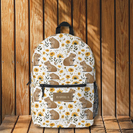 Niedlicher Capybara Floral Backpack Bedruckter Rucksack