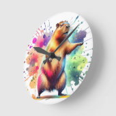 Niedlicher Capybara Frische Pasta machen Runde Wanduhr (Winkel)