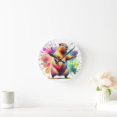 Niedlicher Capybara Frische Pasta machen Runde Wanduhr (Zuhause)