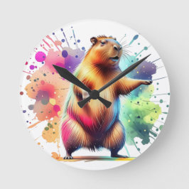 Niedlicher Capybara Frische Pasta machen Runde Wanduhr