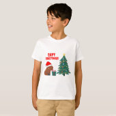 Niedlicher Capybara Weihnachtsbaum T-Shirt (Vorne ganz)
