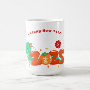 Niedlicher Cartoon 2025 Snake Zodiac Chinesisches Kaffeetasse