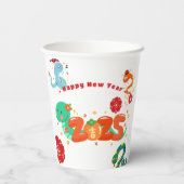 Niedlicher Cartoon 2025 Snake Zodiac Chinesisches Pappbecher (Rückseite)