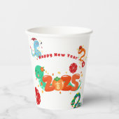 Niedlicher Cartoon 2025 Snake Zodiac Chinesisches Pappbecher (Vorderseite)