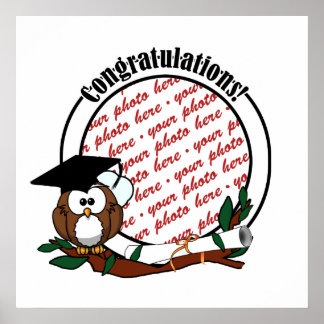 Niedlicher Cartoon Abschluss mit Cap & Diploma Poster