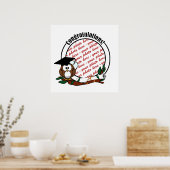 Niedlicher Cartoon Abschluss mit Cap & Diploma Poster (Küche)