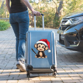 Niedlicher Cartoon Affe Weihnachtsmannmütze tragen Aufkleber (Koffer Insitu)