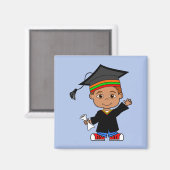 Niedlicher Cartoon Afrikanischer Graduate Magnet (Vorderseite/Rückseite)