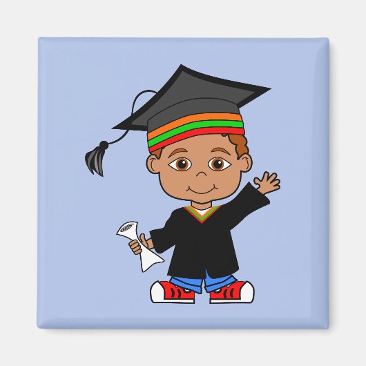 Niedlicher Cartoon Afrikanischer Graduate Magnet (Vorne)