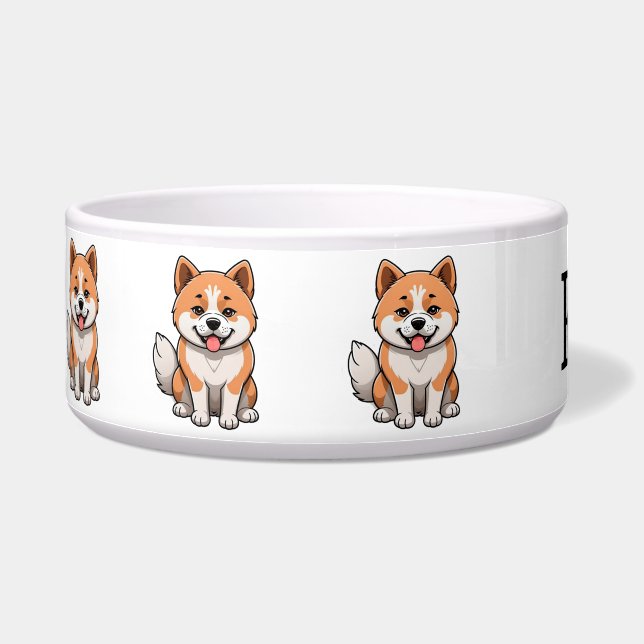Niedlicher Cartoon Akita Personalize Napf (Links)