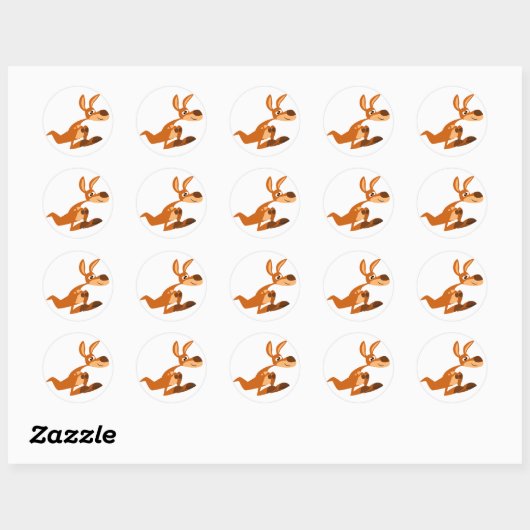 Niedlicher Cartoon Albern Kangaroo Aufkleber (Blatt)