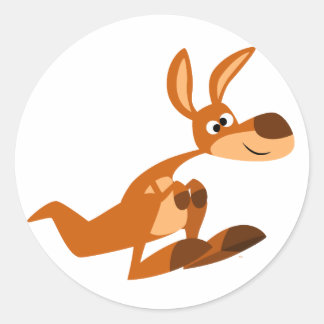Niedlicher Cartoon Albern Kangaroo Aufkleber