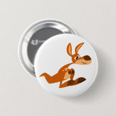 Niedlicher Cartoon Albern Kangaroo Button Abzeiche (Vorne & Hinten)