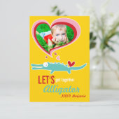 Niedlicher Cartoon Alligator Klassenzimmer Valenti Einladung (Stehend Vorderseite)