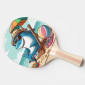 Niedlicher Cartoon am Strand Tischtennis Schläger (Seitenansicht)