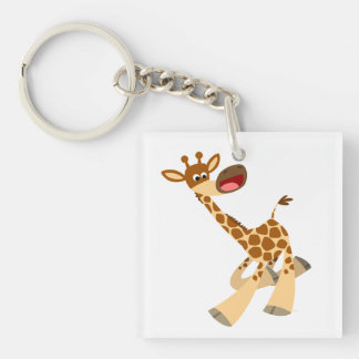 Niedlicher Cartoon Ambling Giraffe Akryllischer Sc Schlüsselanhänger