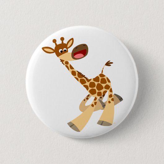 Niedlicher Cartoon Ambling Giraffe Button Abzeiche (Vorderseite)