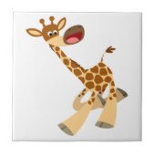 Niedlicher Cartoon Ambling Giraffe Tile Fliese (Vorderseite)