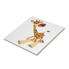 Niedlicher Cartoon Ambling Giraffe Tile Fliese