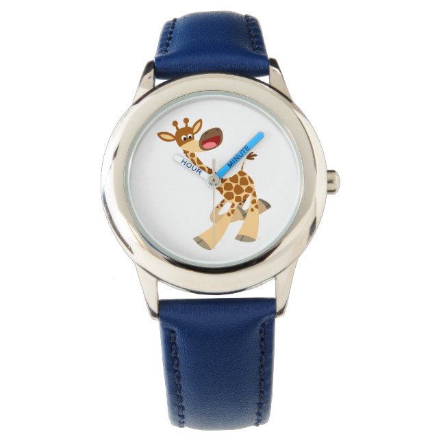 Niedlicher Cartoon Ambling Giraffe Watch Armbanduhr (Vorderseite)