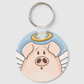 Niedlicher Cartoon Angel Pig Schlüsselanhänger
