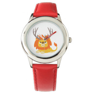 Niedlicher Cartoon Antlergelb Lion Watch Armbanduhr