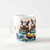 Niedlicher Cartoon Armadillos mit Spaß am Fluss Kaffeetasse (Vorderseite Links)
