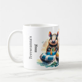 Niedlicher Cartoon Armadillos mit Spaß am Fluss Kaffeetasse