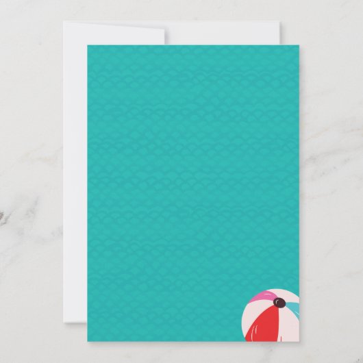 Niedlicher Cartoon Art Pool Party Einladung (Rückseite)