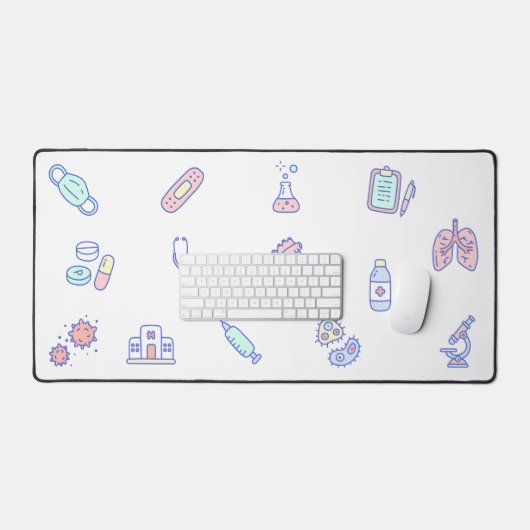 Niedlicher Cartoon Arzt, der die Doodle stillen Schreibtischunterlage (Tastatur & Maus)