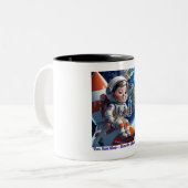 "Niedlicher Cartoon Astronaut Rocket Kids Space Ta Zweifarbige Tasse (Vorderseite Links)