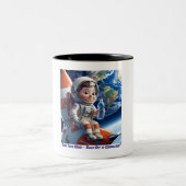 "Niedlicher Cartoon Astronaut Rocket Kids Space Ta Zweifarbige Tasse (Mittel)