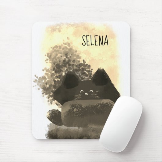 Niedlicher Cartoon aus Gold und Schwarz Verborgene Mousepad (Mit Mouse)