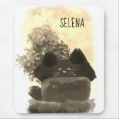 Niedlicher Cartoon aus Gold und Schwarz Verborgene Mousepad (Vorne)