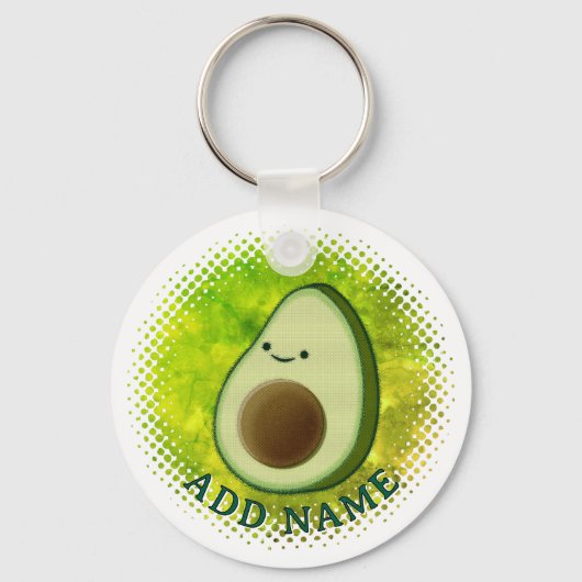 Niedlicher Cartoon Avocado Aquarellfarbe Schlüsselanhänger (Vorderseite)
